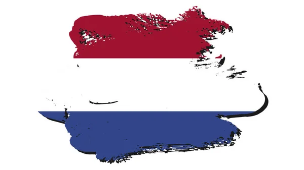 Art Illustration Design Nationalflagge Mit Zeichen Land Der Niederlande — Stockvektor