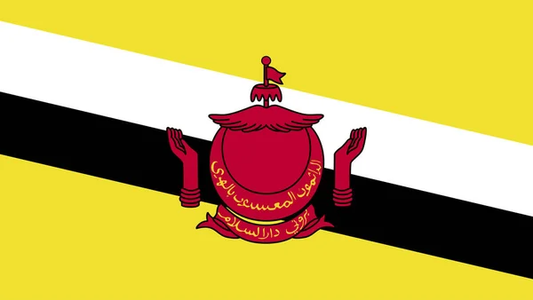 Brunei Darussalam Işaret Sembollü Bayrağıyla Sanat Illüstrasyonu Ülke Bayrağı — Stok Vektör