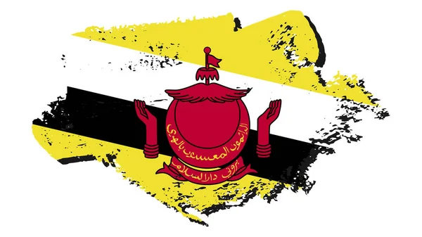 Art Illustration Design Nation Flagga Med Tecken Symbol Land Brunei — Stock vektor