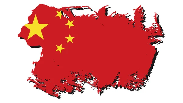 Art Illustration Desain Bendera Bangsa Dengan Simbol Tanda Negara Cina - Stok Vektor