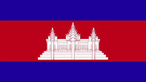 Kamboçya Nın Işaret Sembolü Ülkesiyle Sanat Tasarım Ulusu Bayrağı — Stok Vektör