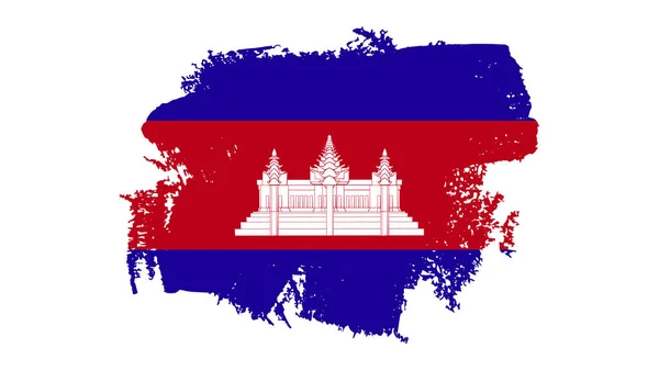 Seni Ilustrasi Desain Bendera Bangsa Dengan Simbol Negara Kamboja - Stok Vektor
