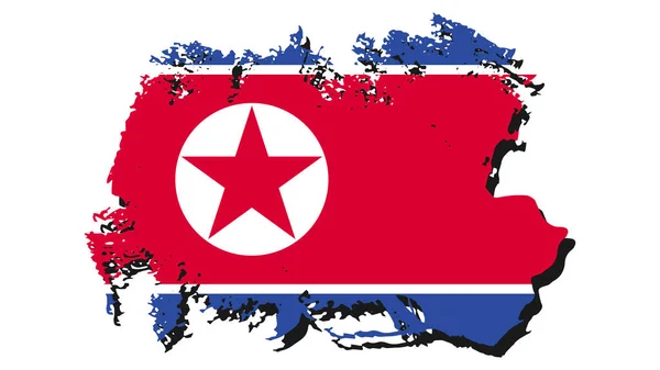 Art Illustration Design Nation Flagge Mit Zeichen Symbol Land Nordkorea — Stockvektor