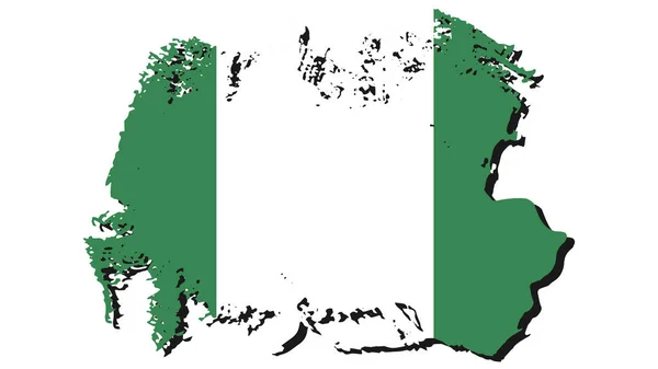 Art Illustration Desain Bendera Bangsa Dengan Simbol Negara Nigeria - Stok Vektor