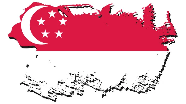 Art Illustration Desain Bendera Bangsa Dengan Simbol Negara Singapura - Stok Vektor