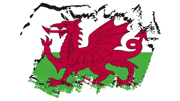 Art Illustration Design Nation Flagga Med Tecken Symbol Land Wales — Stock vektor