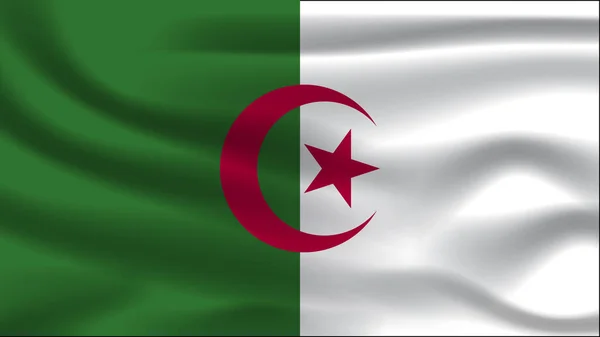 Illustration Concept Independence Symbol Icon Realistic Waving Flag Colorful Algeria — Stock Photo, Image