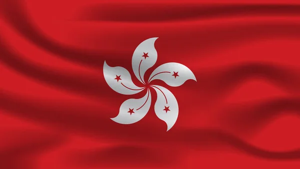 Ilustración Concepto Independencia Símbolo Icono Realista Ondeando Bandera Colorido Hong —  Fotos de Stock