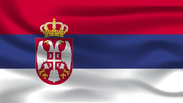 Llüstrasyon Konsepti Bağımsızlık Ulusu Sembolü Gerçekçi Bayrak Sallayan Renkli Sırbistan — Stok fotoğraf