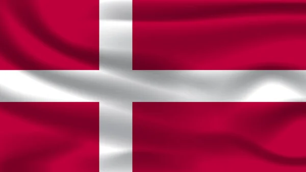 Illustration Begrepp Självständighet Symbol Ikon Realistisk Viftande Flagga Färgglada Danmark — Stockfoto