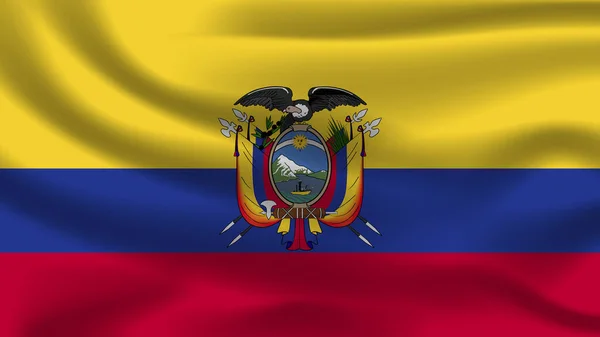 Ilustração Conceito Independência Símbolo Ícone Realista Acenando Bandeira Colorido Equador — Fotografia de Stock