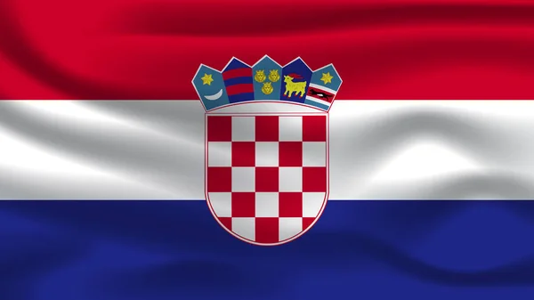 Llüstrasyon Konsepti Bağımsızlık Ulusu Sembolü Gerçekçi Bayrak Sallama Renkli Hırvatistan — Stok fotoğraf