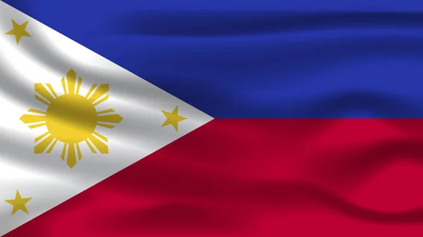 Llüstrasyon Konsepti Bağımsızlık Milleti Sembolü Gerçekçi Bayrak Sallayan Filipinler Renkli — Stok fotoğraf