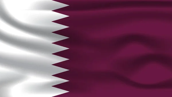 Llüstrasyon Konsepti Bağımsızlık Milleti Sembolü Gerçekçi Bayrak Sallama Renkli Katar — Stok fotoğraf