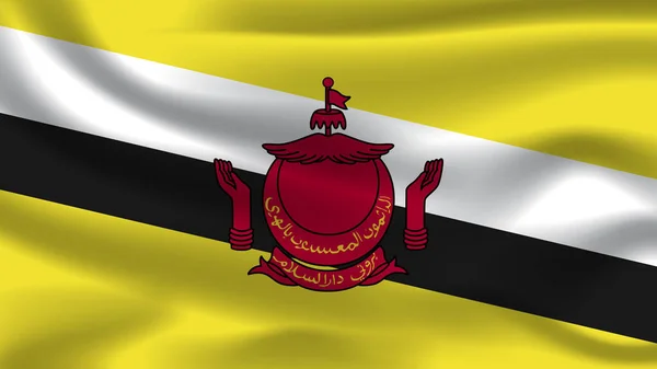 Ilustração Conceito Independência Símbolo Ícone Realista Acenando Bandeira Colorido Brunei — Fotografia de Stock