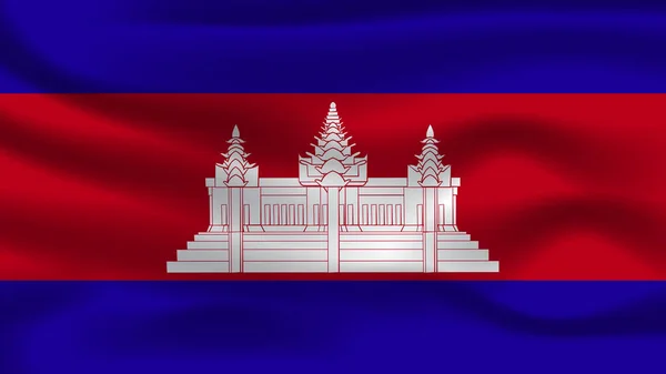 Llüstrasyon Konsepti Bağımsızlık Milleti Sembolü Gerçekçi Bayrak Sallama Renkli Kamboçya — Stok fotoğraf