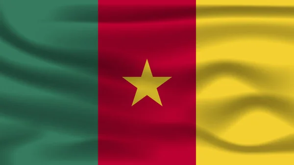 Ilustração Conceito Independência Símbolo Ícone Realista Acenando Bandeira Colorido Camarões — Fotografia de Stock
