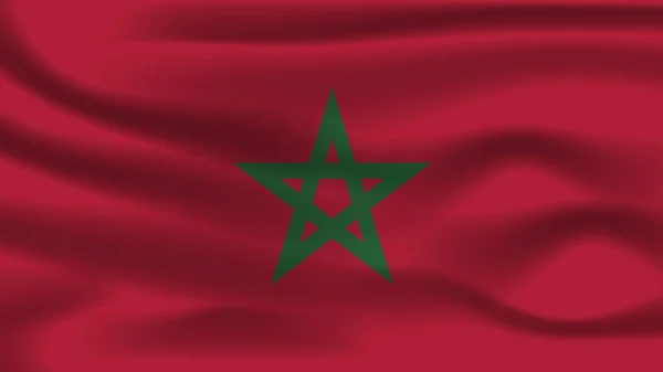 イラストのコンセプト独立国家のシンボルアイコン現実的な波フラグ3Dカラフルなモロッコの国 — ストック写真