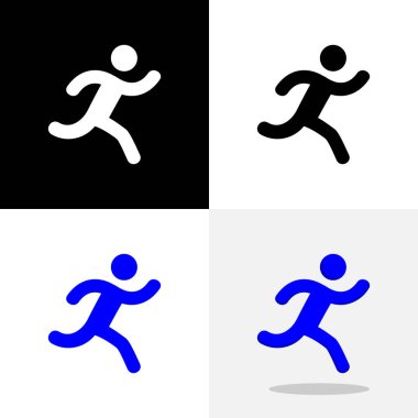 Sanat tasarımı spor logosu simgesi ile çalışan Art Illustrasyon tasarım spor logo simgesi silüeti ve çalışan silueti ile birlikte