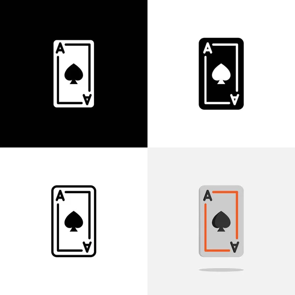 Art Illustration Design Sport Logo Concept Icon Silhouette Ace Card — Stock Vector
