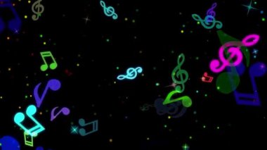 4K Animasyon Video Arkaplan Hareketi Müzik Notaları Canlandırılmış Grafik Çizim Sanatı