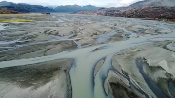 Gletsjer Rivier Ijsland Natuur Water Patroon Mooi Magisch Antenne Landschap — Stockvideo