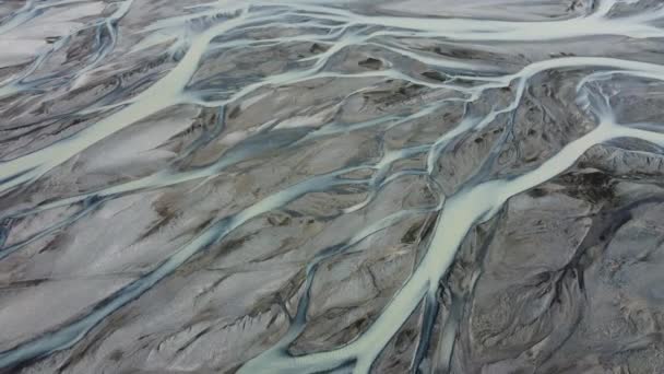 Ледниковая Река Исландии Природный Водный Узор Красивый Волшебный Воздушный Пейзаж — стоковое видео