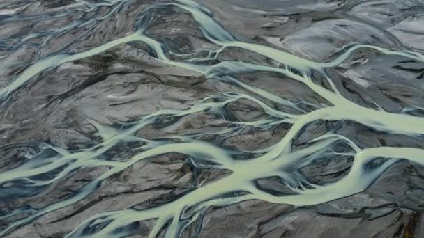 Fiume Ghiacciaio Islanda Modello Acqua Naturale Bellissimo Magico Paesaggio Aereo — Video Stock