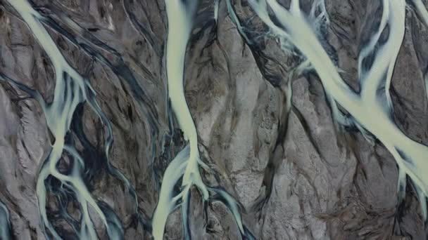 Río Glaciar Islandia Patrón Agua Natural Hermoso Mágico Paisaje Aéreo — Vídeos de Stock