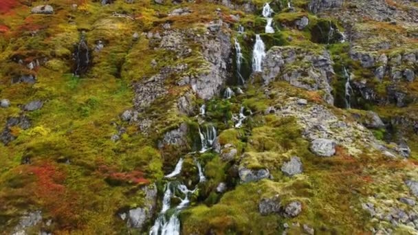 冰岛的山区河流 美丽的瀑布 清澈的水和生态洁净的地区 神奇的自然景观 高质量的4K镜头 — 图库视频影像