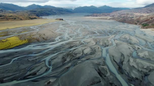 Ledovec Řeka Islandu Přírodní Vodní Vzor Krásné Kouzelné Letecké Krajiny — Stock video
