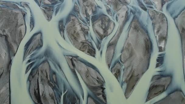 Glacier River Iceland Nature Water Pattern Beautiful Magical Aerial Landscape — Stock Video