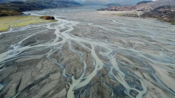 Glacier River Iceland Nature Water Pattern Beautiful Magical Aerial Landscape — Stock Video