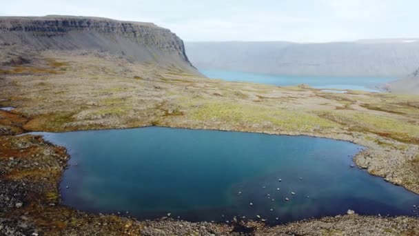 Magische Vulkanische Fjorde Island Schöne Natürliche Landschaft Luftaufnahme Hochwertiges Filmmaterial — Stockvideo
