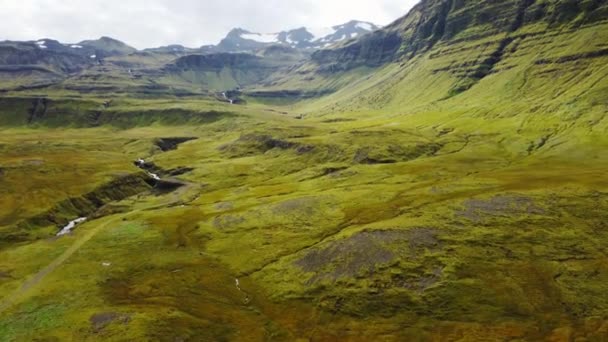 Naturaleza Río Verano Islandia Mágico Paisaje Aéreo Verde Imágenes Alta — Vídeos de Stock