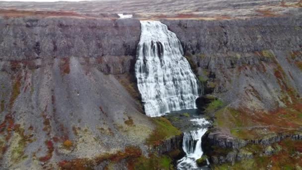Tło Wodne Wodospad Dynjandi Islandii Czysta Woda Ekologicznie Czysta Powierzchnia — Wideo stockowe