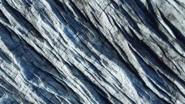 Natuur Vatnajokull Gletsjer Ijsland Witte Sneeuw Blauw Ijs Winterseizoen Luchtfoto — Stockvideo