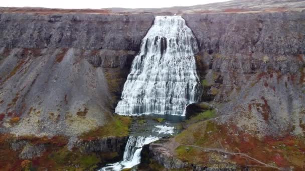 Vízi Háttér Dynjandi Vízesés Izlandon Tiszta Víz Ökológiai Tiszta Terület — Stock videók