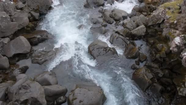 Mountain River Crystal Clean Water Water Stream Flows Stones Iceland — Stock Video