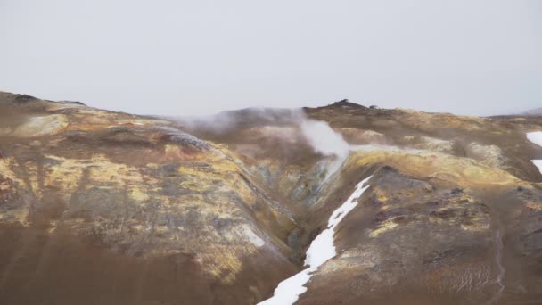 Hermoso Paisaje Natural Namafjall Hverir Área Geotérmica Islandia Energía Pura — Vídeo de stock
