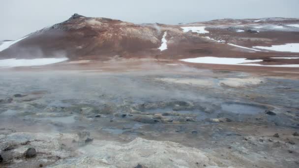 Piękny Krajobraz Przyrody Namafjall Hverir Obszar Geotermalny Islandii Czysta Energia — Wideo stockowe