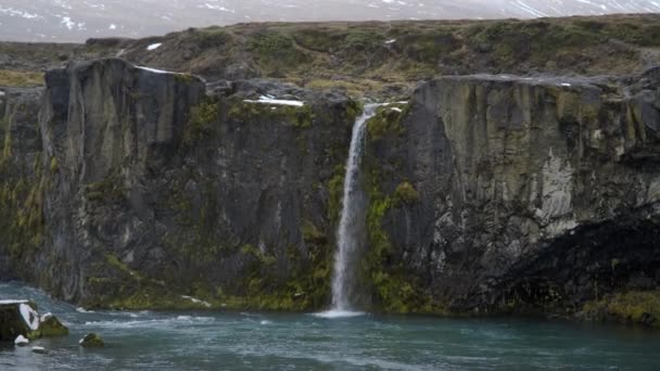 Příroda Krajina Krásný Vodopád Islandu Čistá Řeka Čisté Prostředí Zimě — Stock video