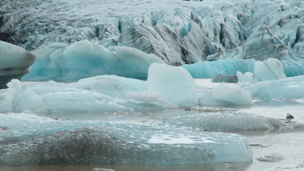 7680X4320 ラグーンに浮かぶ氷山 アイスランドの美しい自然の冬の風景 純粋な青い氷 気候変動の概念 高解像度シネマティックUhd 4320P — ストック動画