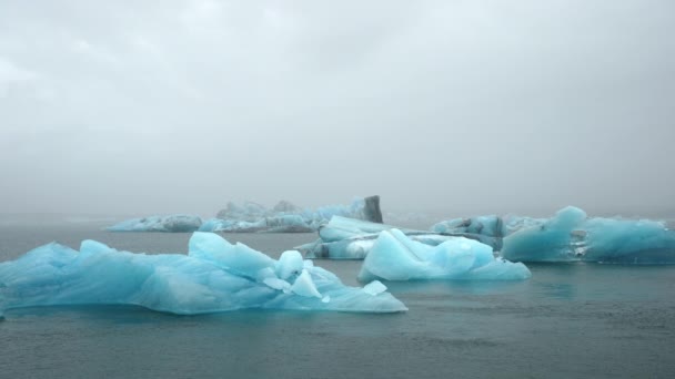 7680X4320 Modrý Ledovec Mlhavé Ledovcové Laguně Čistě Islandské Povahy Krásný — Stock video