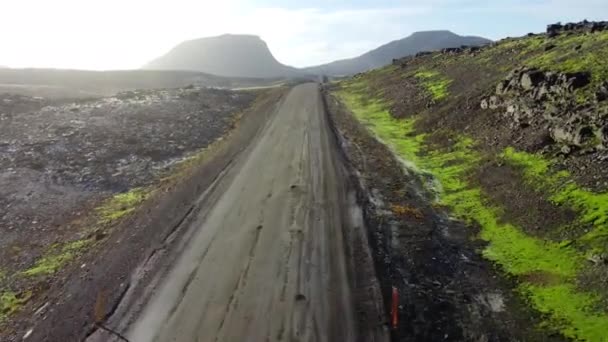 Krajobraz Drogowy Islandii Piękna Przyroda Wulkaniczna Słoneczną Pogodę Cel Podróży — Wideo stockowe