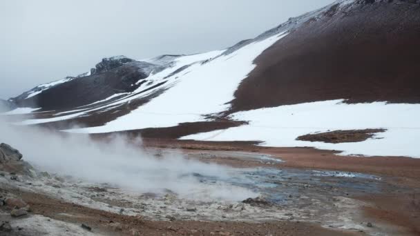 7680X4320 Beautiful Nature Landscape Namafjall Area Geotermica Hverir Islanda Energia — Video Stock