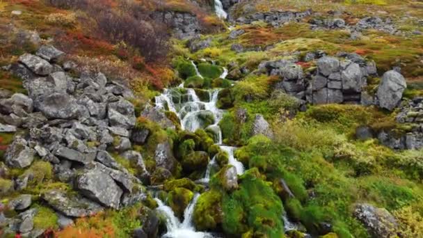 Island Pure Natur Luftbild Magische Vulkanische Berge Der Herbstsaison Hochwertiges — Stockvideo