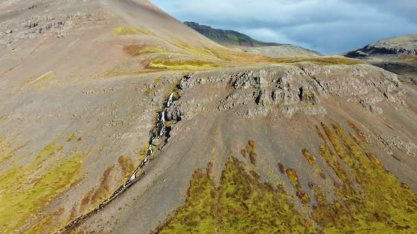 Islande Nature Pure Paysage Aérien Montagnes Volcaniques Magiques Automne Images — Video