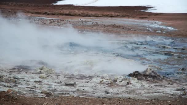 7680X4320 Природный Ландшафт Геотермальная Зона Намафьялл Хверир Исландии Чистая Энергия — стоковое видео