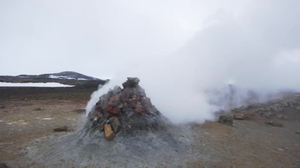 7680X4320 Природный Ландшафт Геотермальная Зона Намафьялл Хверир Исландии Чистая Энергия — стоковое видео